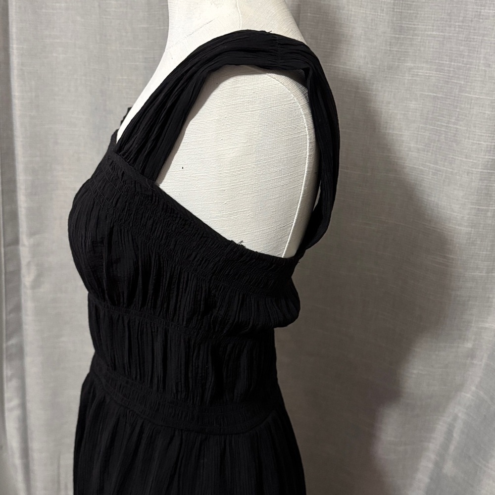 NWOT H&M Sun Dress-Sz S-Black-Wide Straps-Elastic Top-Gathered Details-Viscose - Picture 7 of 15